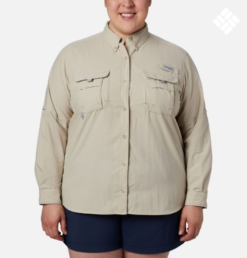 Camasa Columbia PFG Bahama Long Sleeve Dama Kaki | Plus Size MX179Q8S0